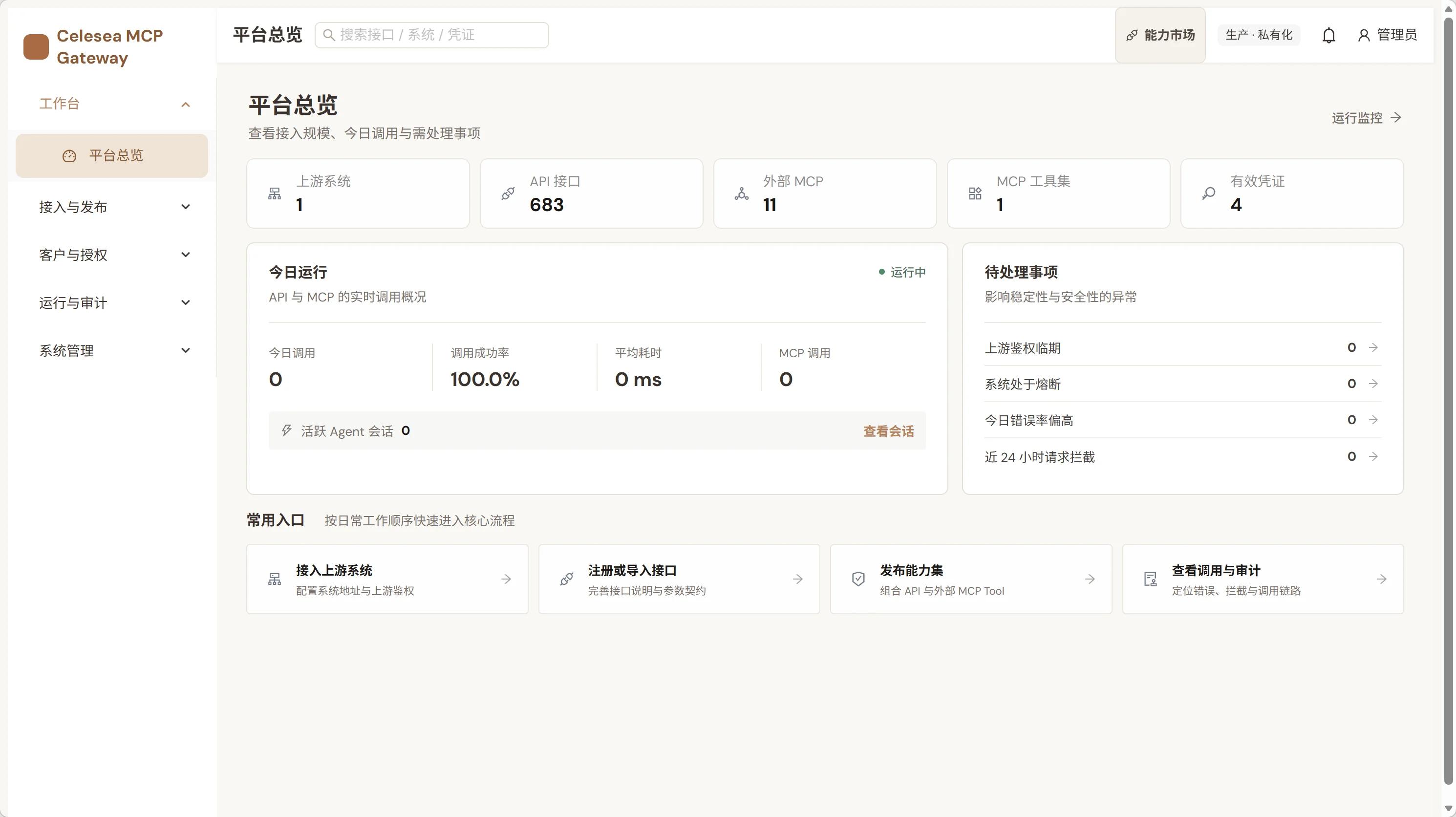 数据网关平台总览与接口注册治理界面